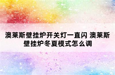 澳莱斯壁挂炉开关灯一直闪 澳莱斯壁挂炉冬夏模式怎么调